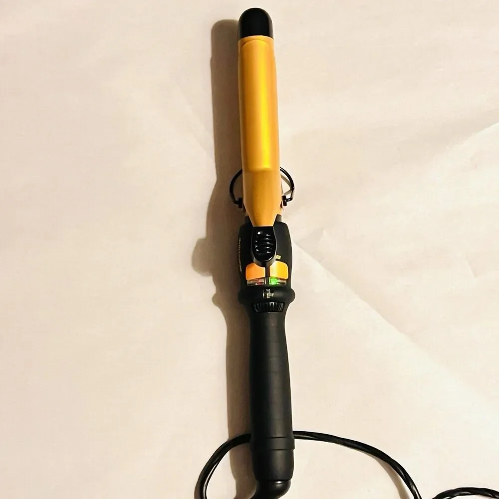 BaBylissPRO Ceramic Tools 1” Spring Curling Iron Gold Black CT100S Professional